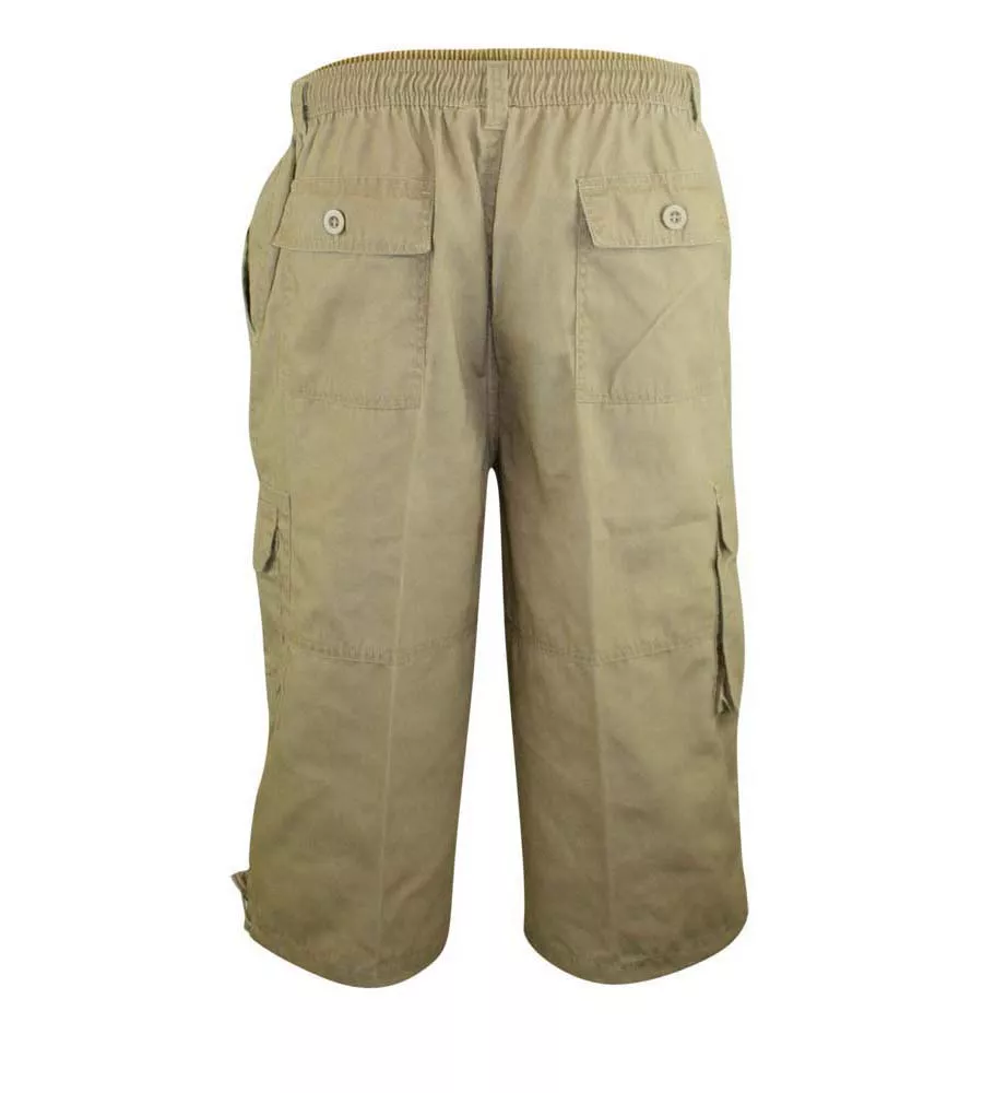 D555 Mens Stone Cargo Capri Pant With Leg Pockets (MASON STONE)